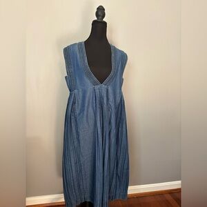 Veronique Branquinho Ink Blue Pleated Denim Size 40 (EU) Dress.